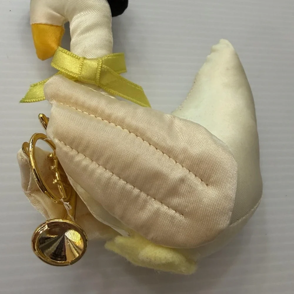 Vintage Fabric Swan Goose Christmas Ornament Top Hat Trumpet Musician